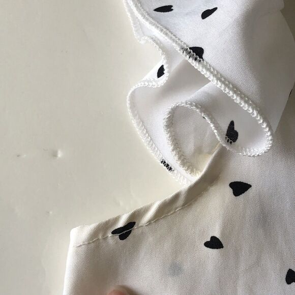 Shein Women's Heart Print Notched Neck Ruffle Sleeve Blouse White Size Medium - Picture 9 of 13